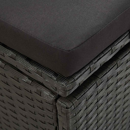vidaXL Łóżko ogrodowe z poduszkami, polirattanowe, czarne