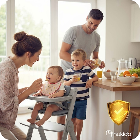 Drewniane krzesełko do karmienia Nukido składane regulowane pasy 702002