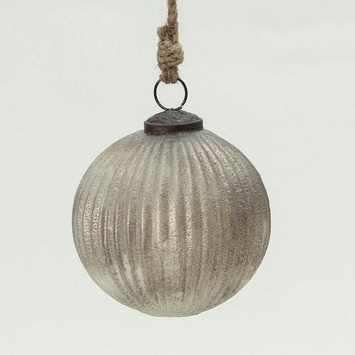 Bombka szklana Vintage Smoke 10 cm boże narodzenie, święta, świąteczne, szary-srebrny, 10x10x10 cm