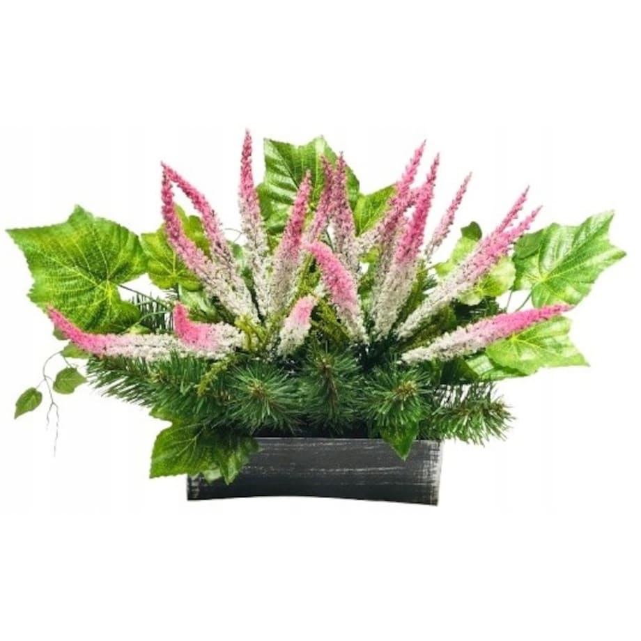 BUKIET STROIK WIĄZANKA SZTUCZNA W DONICY na cmentarz bliskich wrzos pomnik