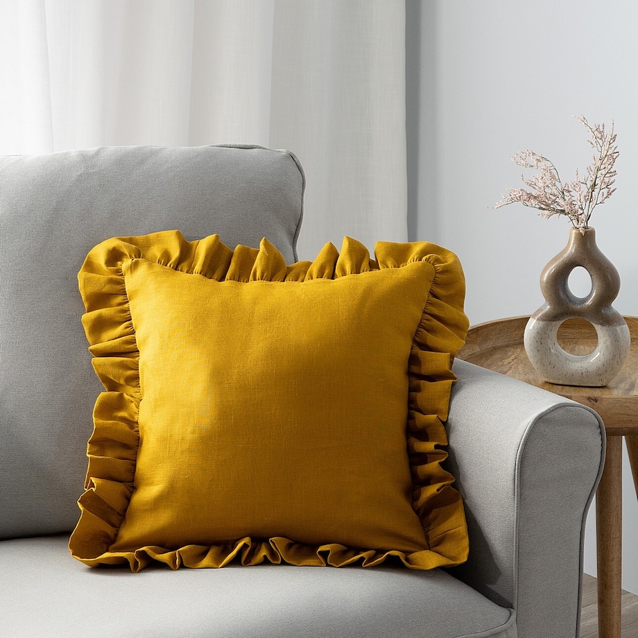 Poszewka Paula z falbaną 45x45 miodowy