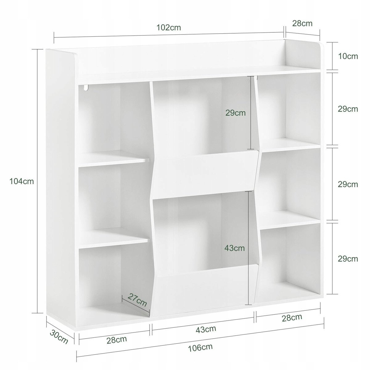 Regał otwarty biały 106x104x30 cm komoda organizer biblioteczka