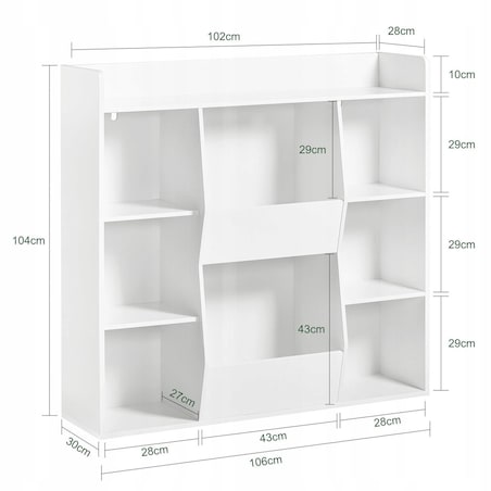Regał otwarty biały 106x104x30 cm komoda organizer biblioteczka