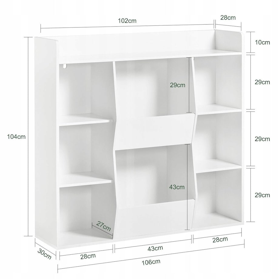 Regał otwarty biały 106x104x30 cm komoda organizer biblioteczka