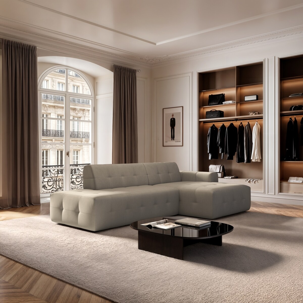 Sofa narożna prawa Tuil ciemno beżowa