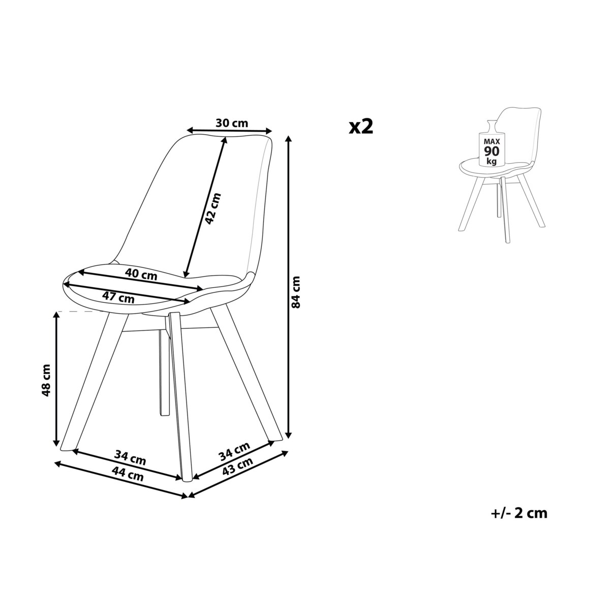 Zestaw 2 krzeseł do jadalni czarny DAKOTA II