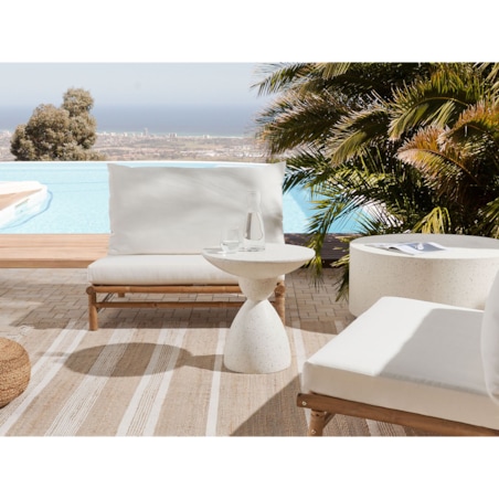 Stolik pomocniczy biały z efektem lastryko CAFFI