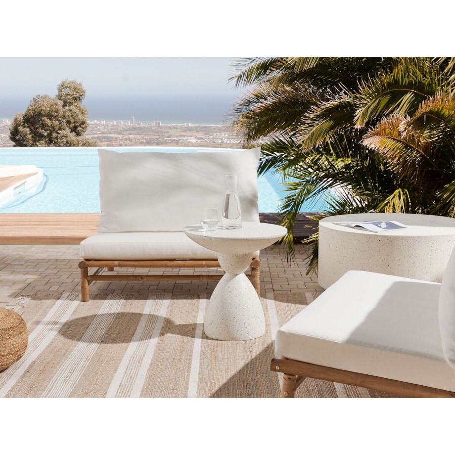 Stolik pomocniczy biały z efektem lastryko CAFFI