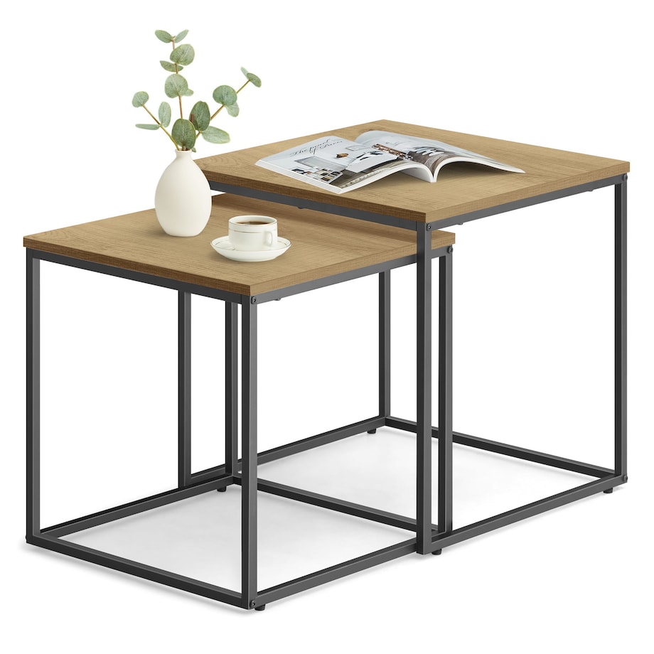 Stolik Kawowy Kwadrat 2Szt Dąb, Czarny