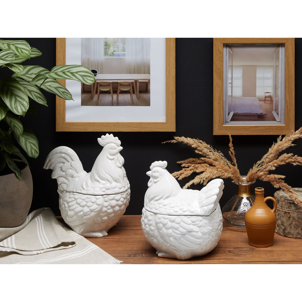 Pojemnik ceramiczny kura biały BINIC