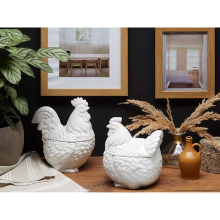 Pojemnik ceramiczny kura biały BINIC