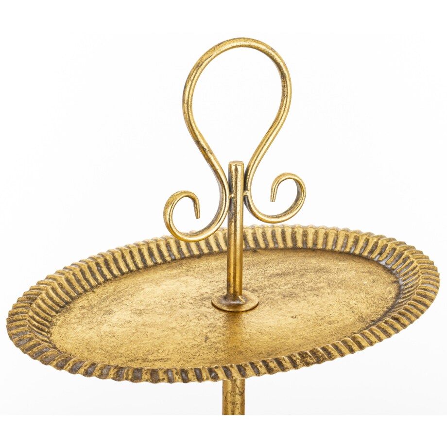 Patera dwupoziomowa, złota 57x45x31 cm postarzana