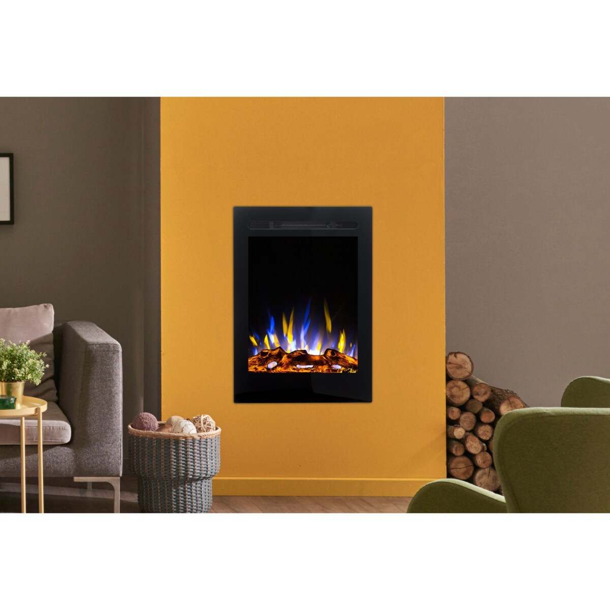 Kominek elektryczny AFLAMO Majestic 32 - ścienny i do zabudowy - 47x66x14 cm - kominek LED z funkcją grzania 750/1500 W