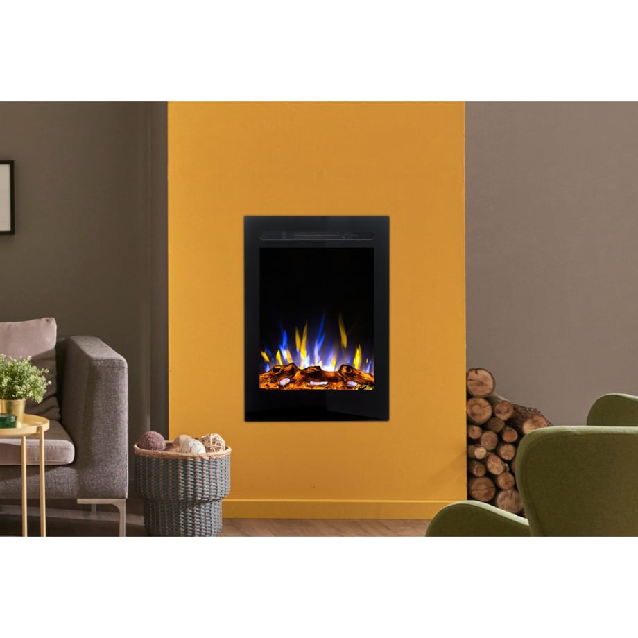 Kominek elektryczny AFLAMO Majestic 32 - ścienny i do zabudowy - 47x66x14 cm - kominek LED z funkcją grzania 750/1500 W