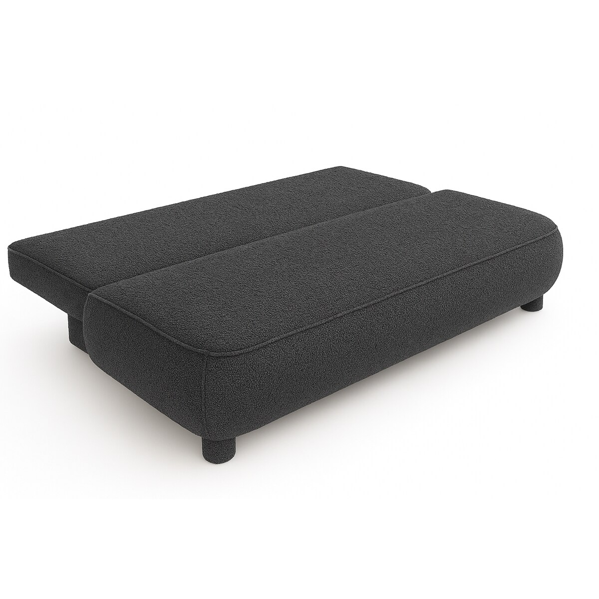 Kanapa Nowoczesna MAJA z funkcją spania w tkaninie boucle, ciemny popiel