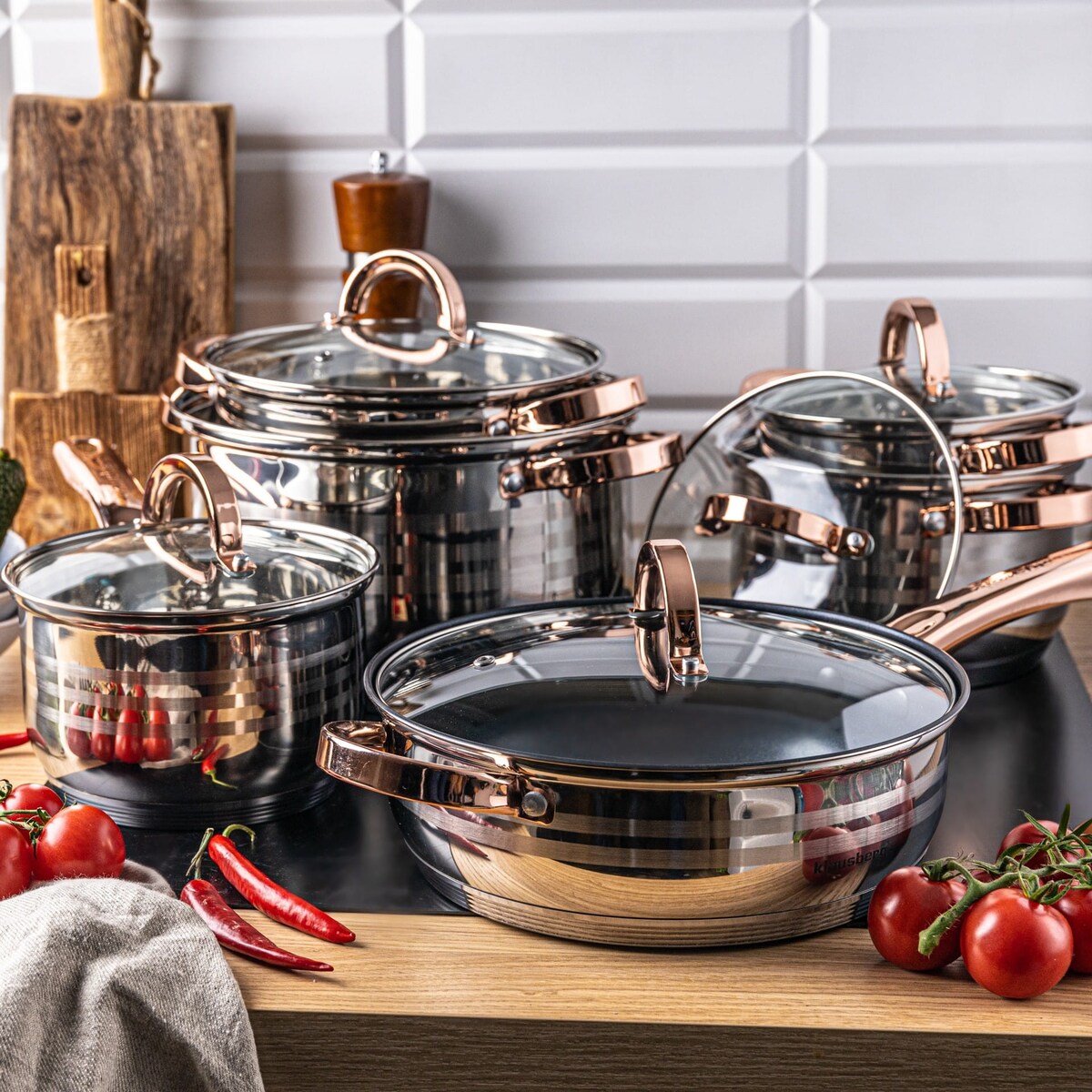 Zestaw garnków stalowych 12 ele. 2.1/2.1/2.9/3.4/3.9/6.6L KLAUSBERG