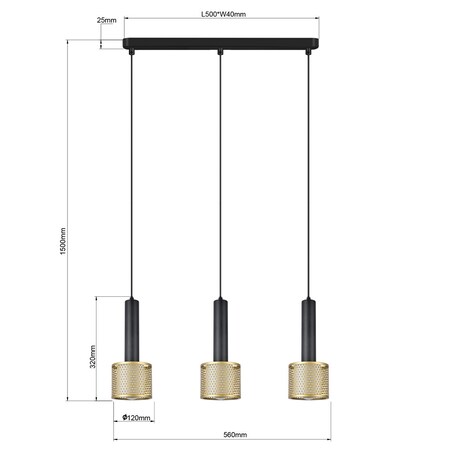 Lampa wisząca Light Prestige Amo czarny 3 x E27 1 szt.