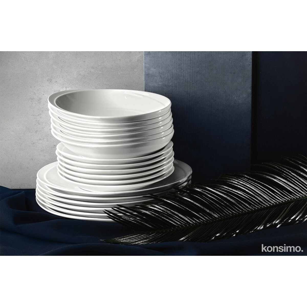 Konsimo RESEDA Zestaw obiadowy porcelanowy dla 6 osób biały, biały