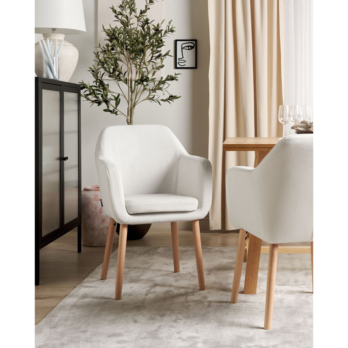 Krzesło do jadalni welurowe białe YORKVILLE II