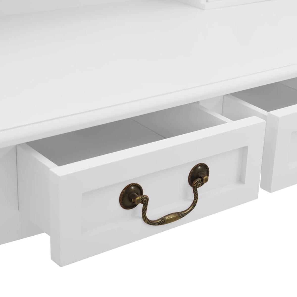 vidaXL Toaletka ze stołkiem, biała, 80x69x141 cm, drewno paulowni