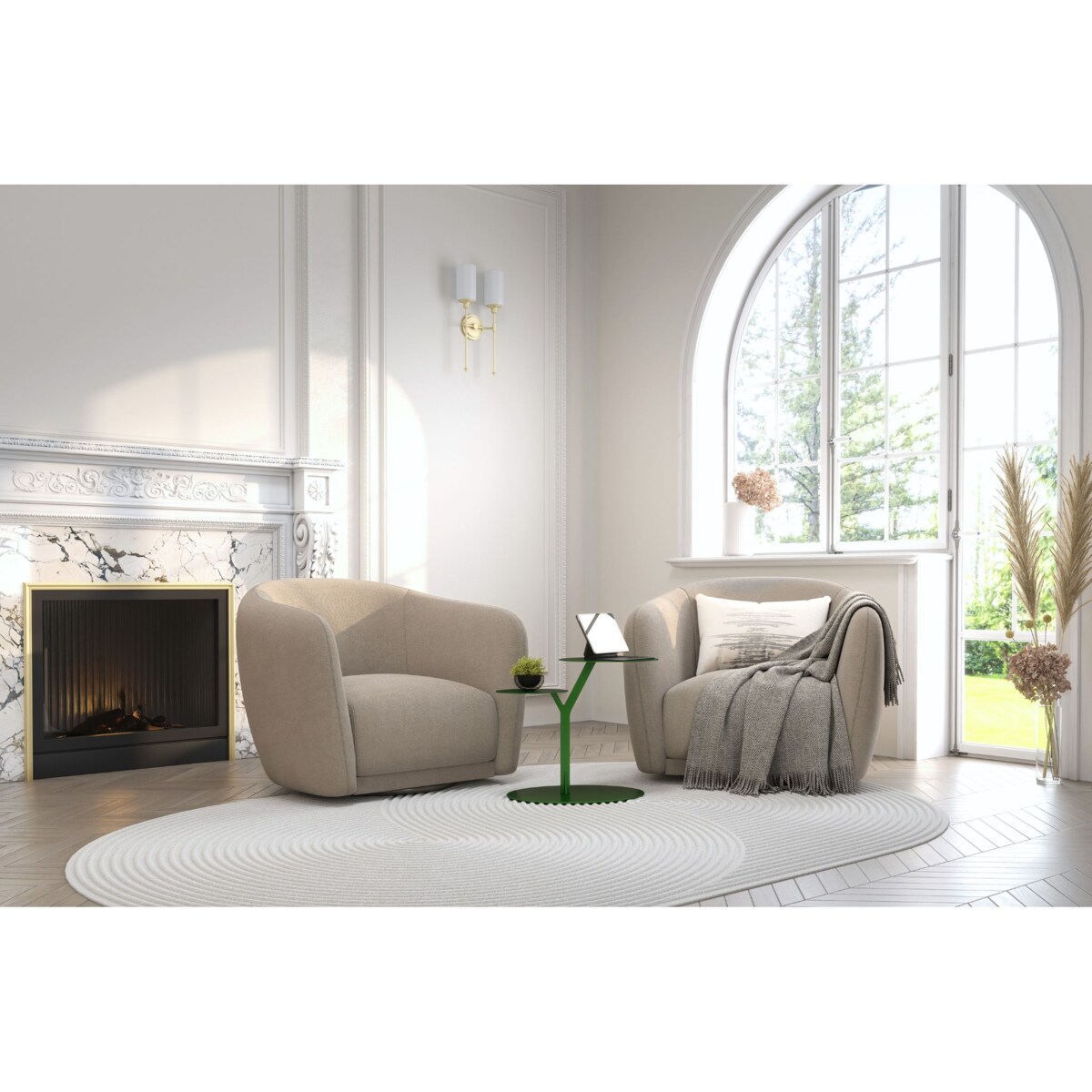 Stolik metalowy dwa blaty, kolor groszkowa zieleń