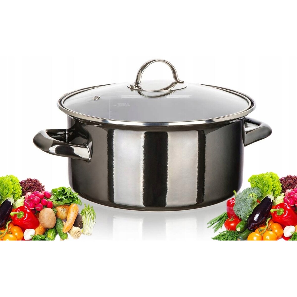 Garnek emaliowany BANQUET METALIC Czarny 20cm DO GOTOWANIA KUCHENNY 2 L