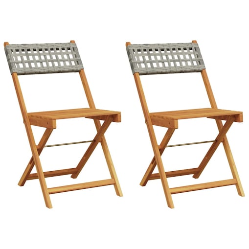 vidaXL Krzesła bistro, 2 szt., szare, drewno akacjowe i polirattan