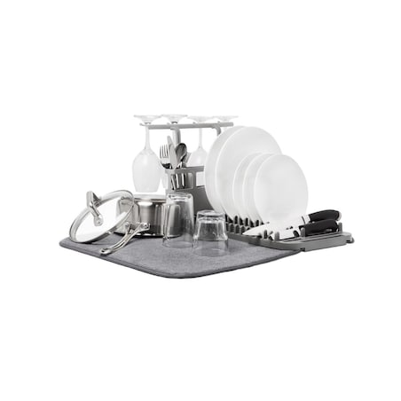 Mata do suszenia naczyń 4w1 szara Udry, 61 x 45.7 x 27.6 cm, Umbra