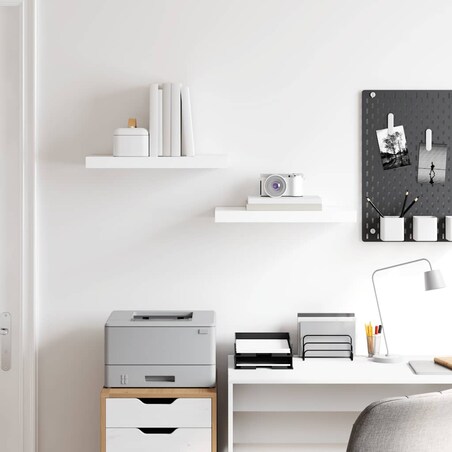 vidaXL Półki ścienne, 2 szt., wysoki połysk, białe, 50x23x3,8 cm, MDF