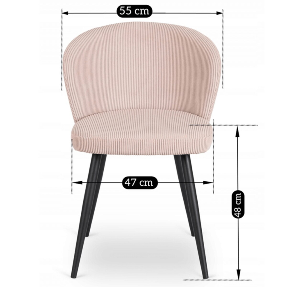 Krzesło Tapicerowane HAILEY Pudrowy Róż Do Jadalni Sztruks