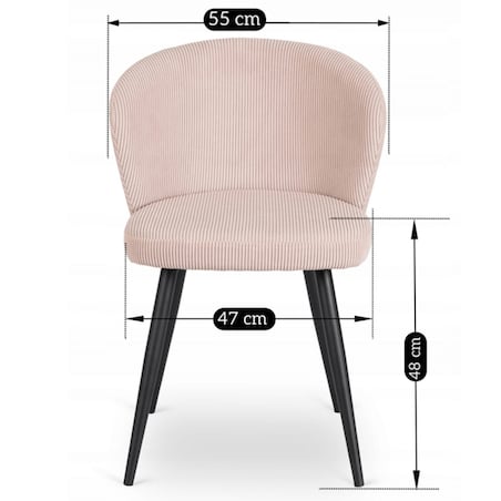 Krzesło Tapicerowane HAILEY Pudrowy Róż Do Jadalni Sztruks