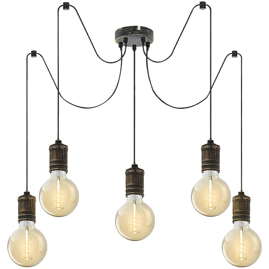 Wisząca lampa loft Fidel 3218 oprawki na żarówki pająk złoto antyczne