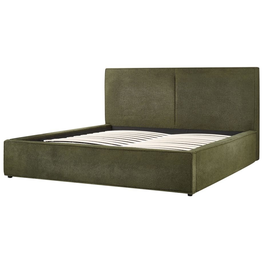 Łóżko z pojemnikiem boucle 180 x 200 cm ciemnozielone MOISSAC