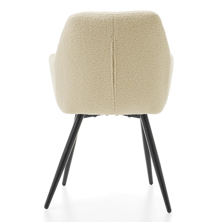 KRZESŁO TAPICEROWANE PIKOWANE TKANINA BOUCLE TEDDY JASNY BEŻ