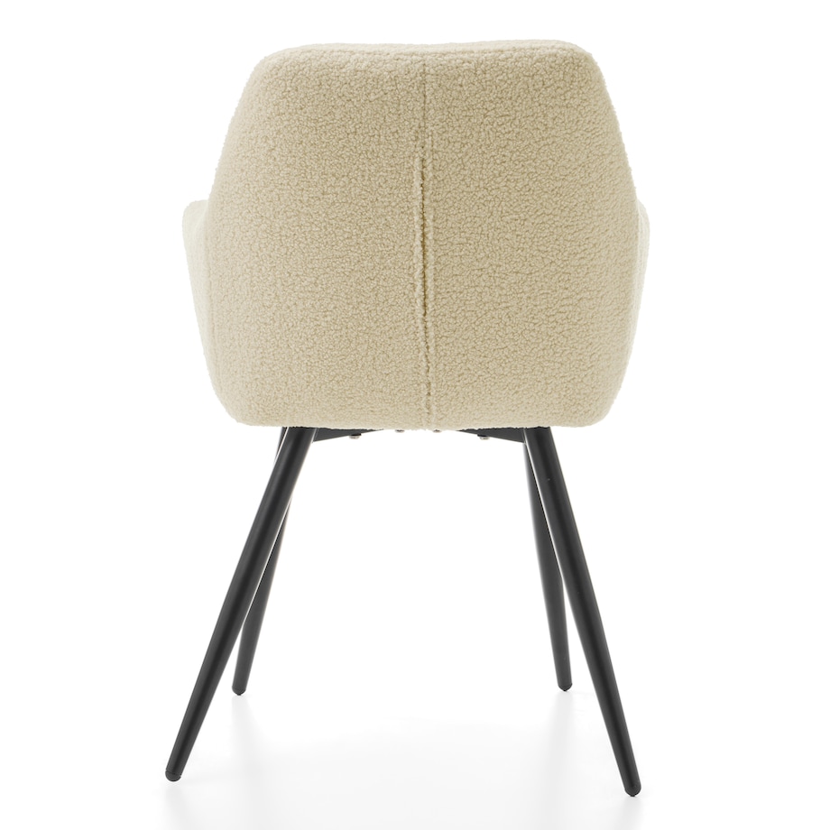 KRZESŁO TAPICEROWANE PIKOWANE TKANINA BOUCLE TEDDY JASNY BEŻ