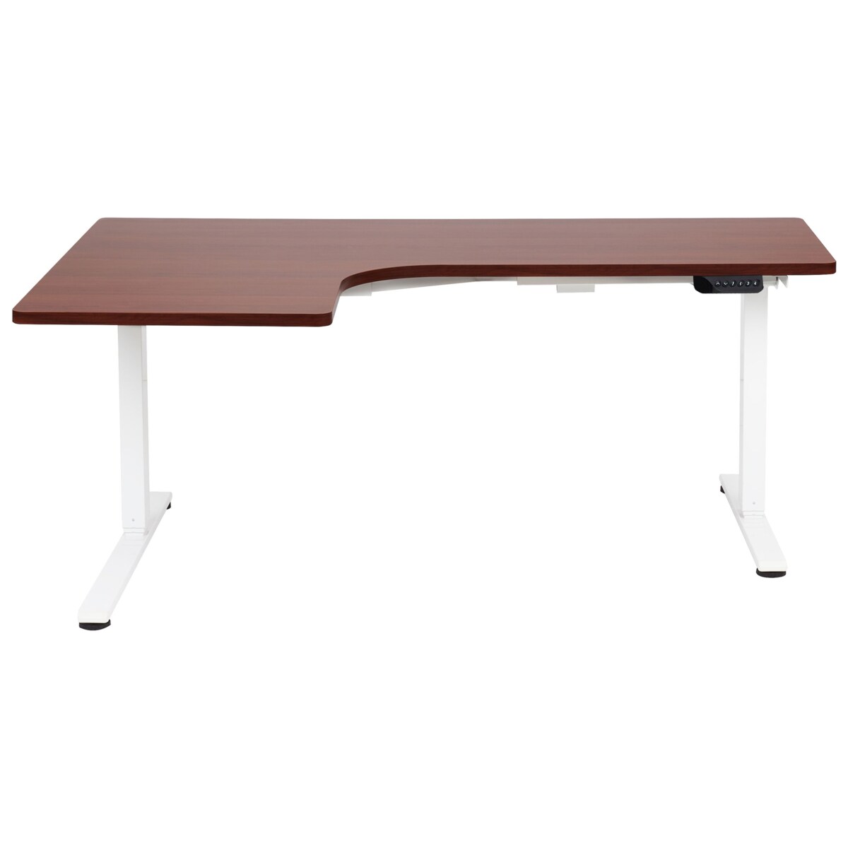 Biurko narożne lewe regulowane elektrycznie 160 x 59 cm ciemnobrązowe z białym DESTINES