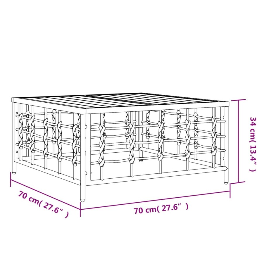 vidaXL Stolik ogrodowy, antracytowy, 70x70x34 cm, polirattan