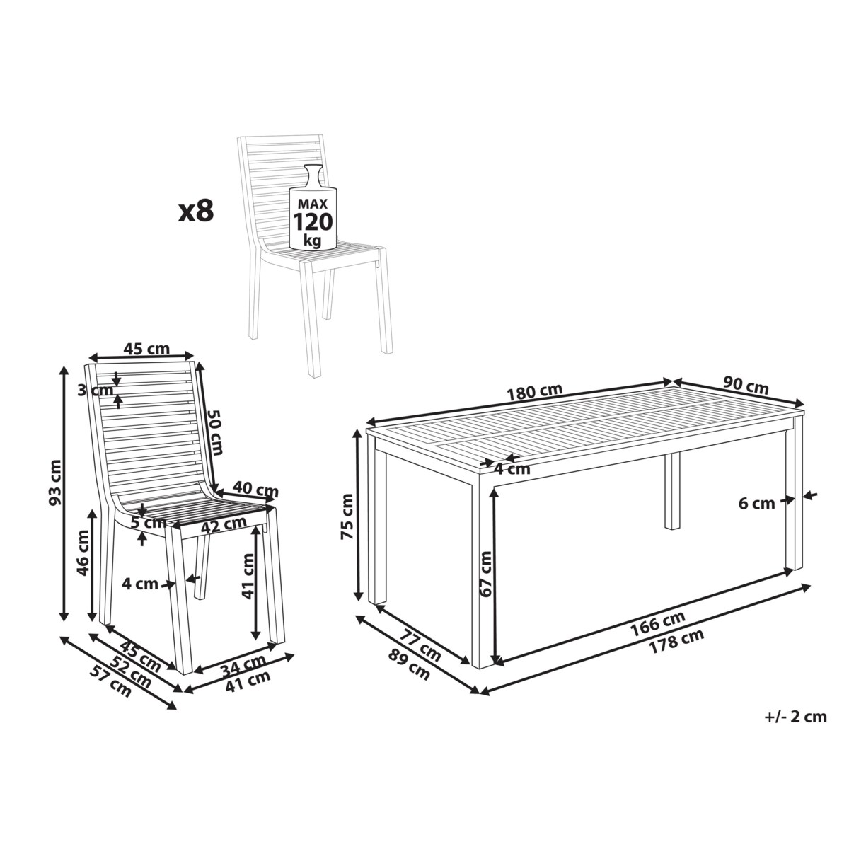 Zestaw ogrodowy dla 8 osób OMBRIANO Certyfikowane drewno akacjowe Jasnobrązowy