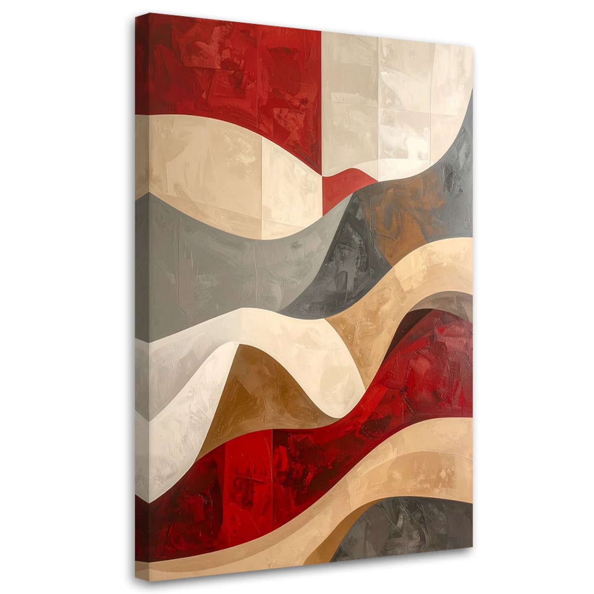 Obraz do salonu sypialni biura, Abstrakcyjne fale w ocieniach czerwieni i beżu