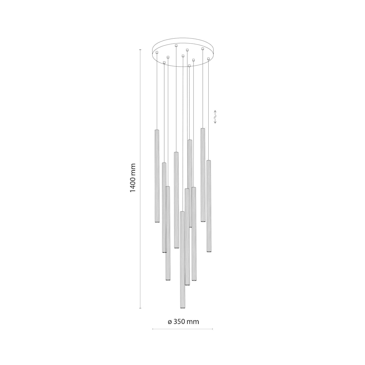 Lampa Wisząca Tk Lighting Ferro Na Kole Beżowa Szampański Ryflowana Tytan Metalowa Tuba Sopel Rurka 10X G9