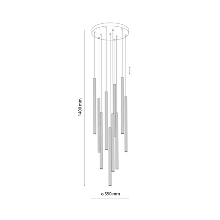 Lampa Wisząca Tk Lighting Ferro Na Kole Beżowa Szampański Ryflowana Tytan Metalowa Tuba Sopel Rurka 10X G9