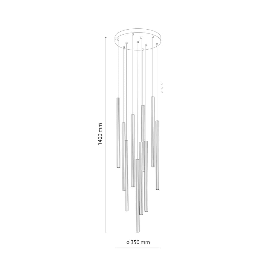 Lampa Wisząca Tk Lighting Ferro Na Kole Beżowa Szampański Ryflowana Tytan Metalowa Tuba Sopel Rurka 10X G9