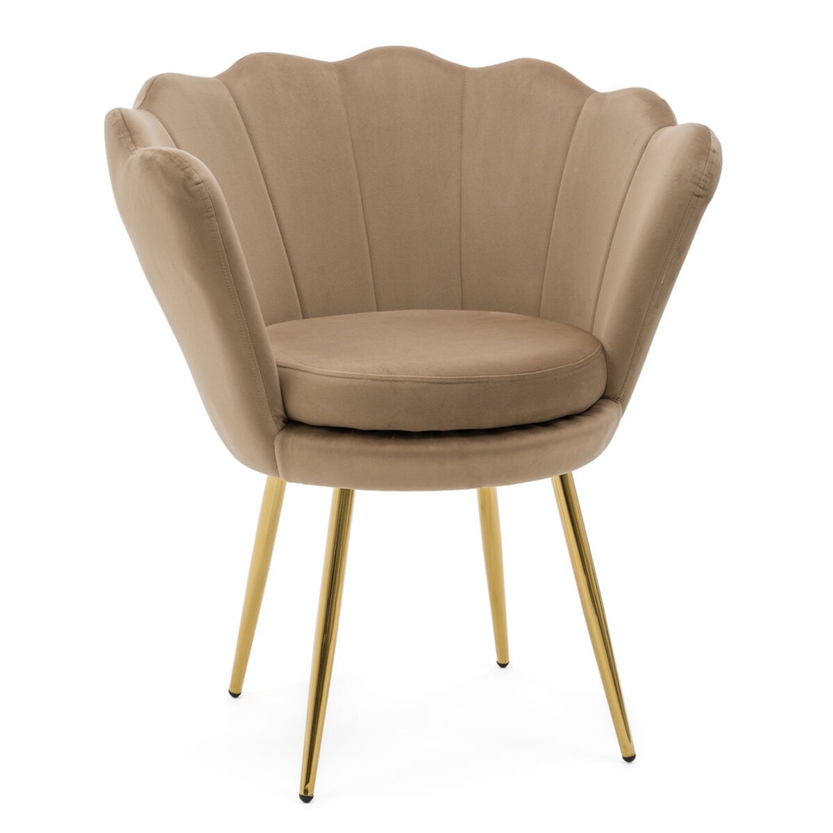 Krzesło muszelka SHELL tapicerowane do salonu jadalni biura welurowe złote