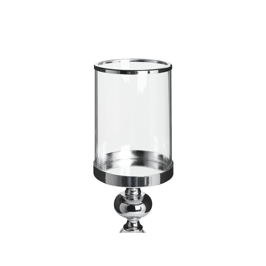 Świecznik szklany 42 cm srebrny BONAO