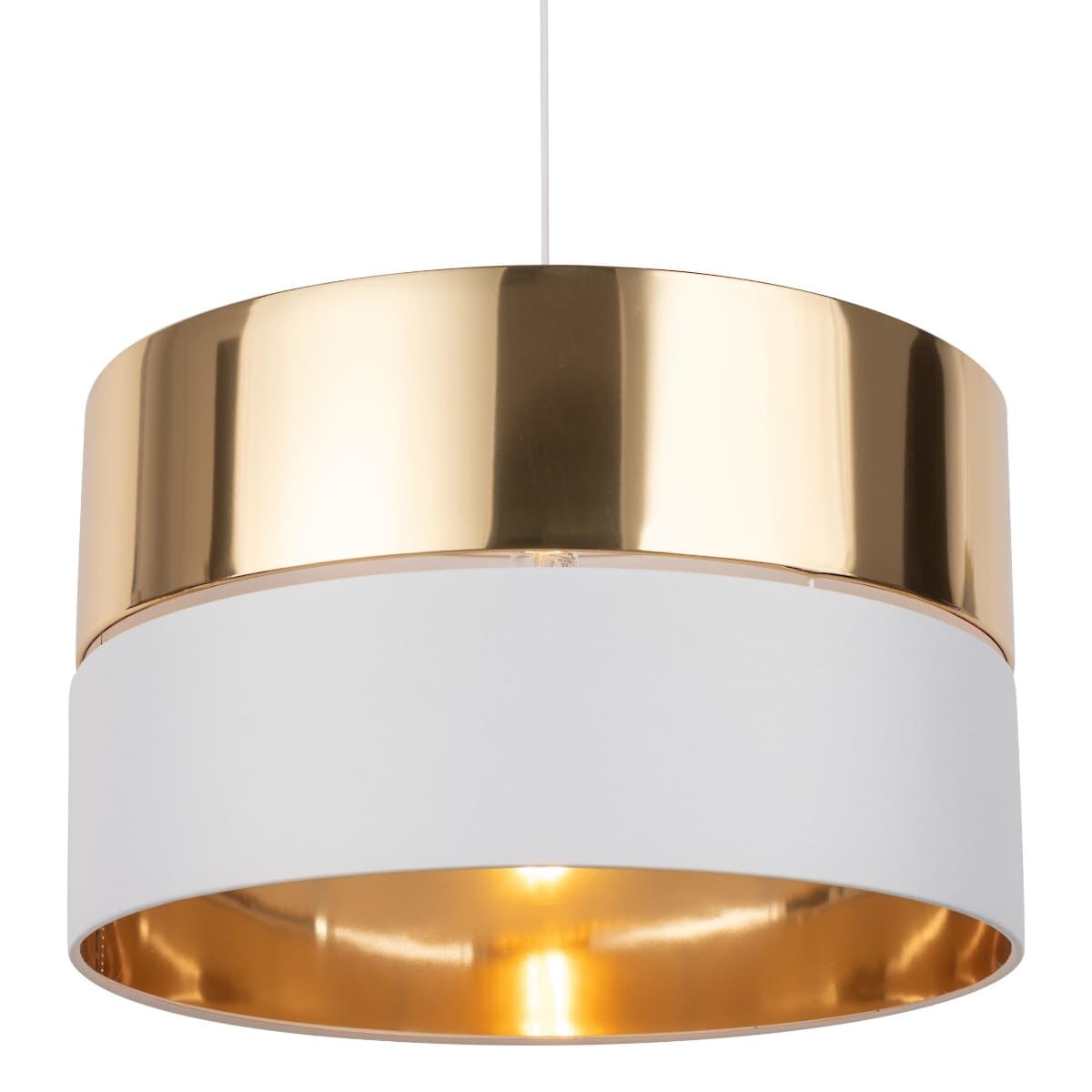 Lampa glamour wisząca Hilton 4771 TK Lighting z tkaniny biała złota