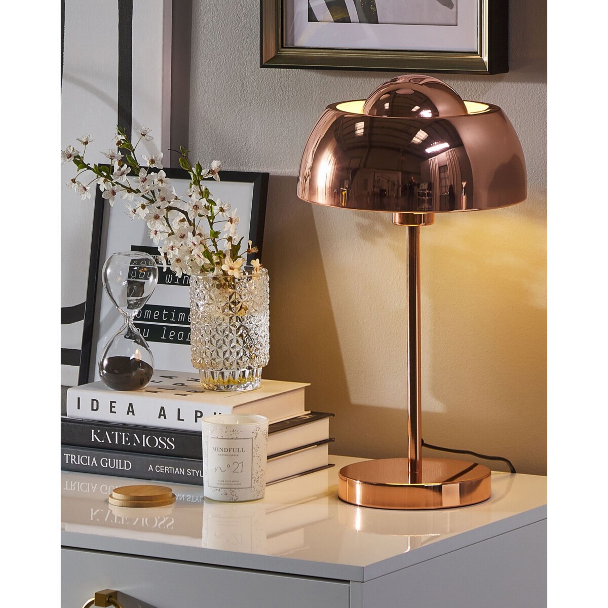 Lampa stołowa metalowa miedziana SENETTE