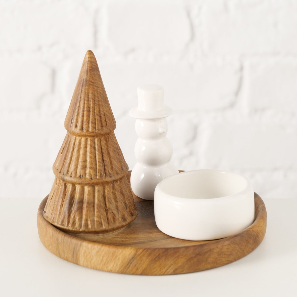 Świecznik OVE z bałwankiem i choinką, Ø 13 cm
