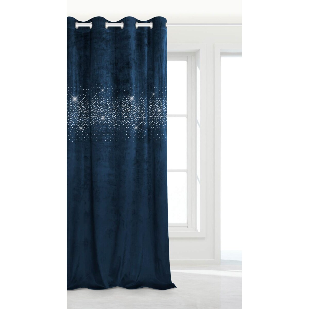 Zasłona Glamour Welurowa Velvet z Kryształkami 140 x 250 Elegancka Granatowa
