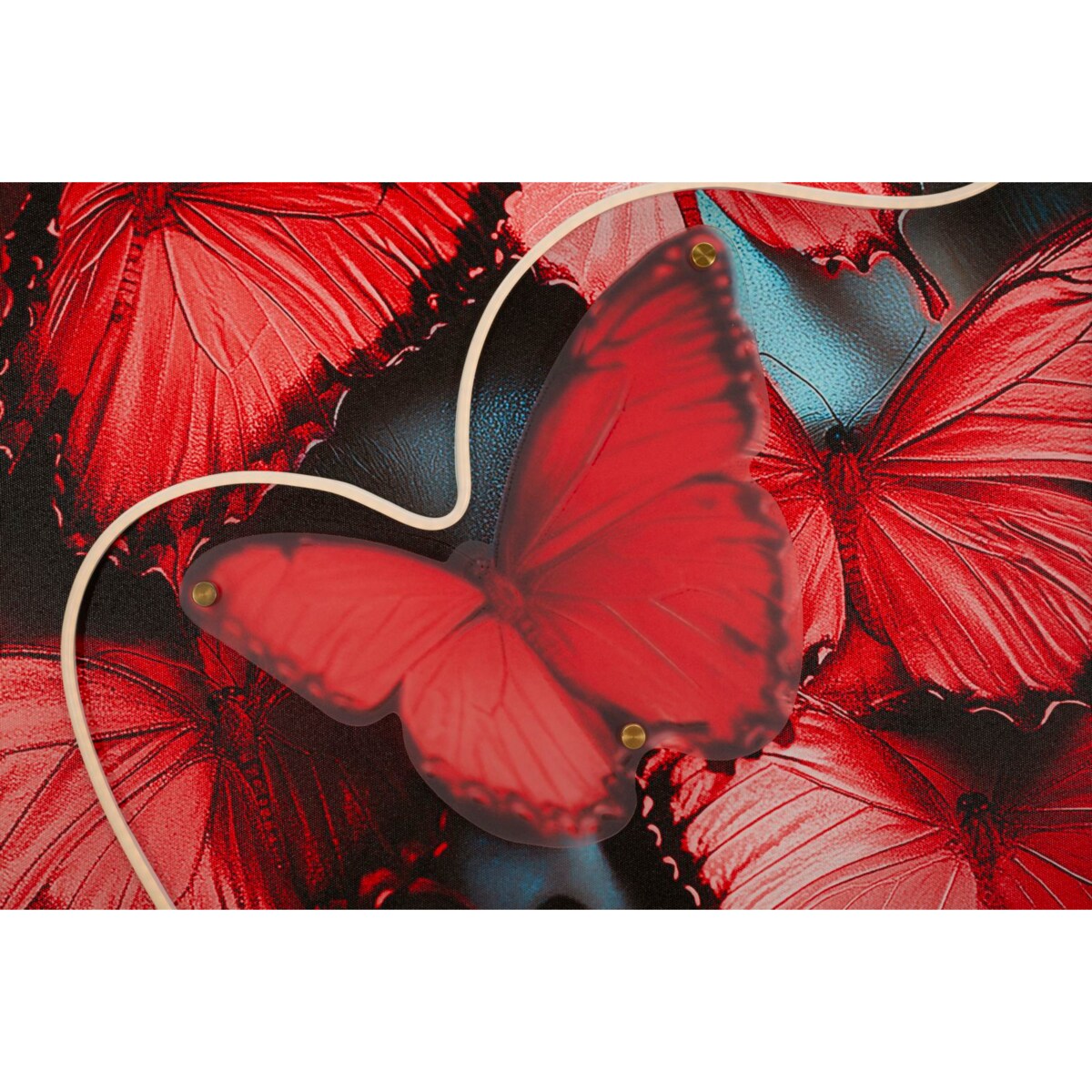 Obraz na płótnie Butterflies, kolor wielokolorowy, płótno i płyta MDF, 60 x 90 cm, LED, 3D, motyw: motyle, dekoracja ściany do salonu, Mauro Ferretti
