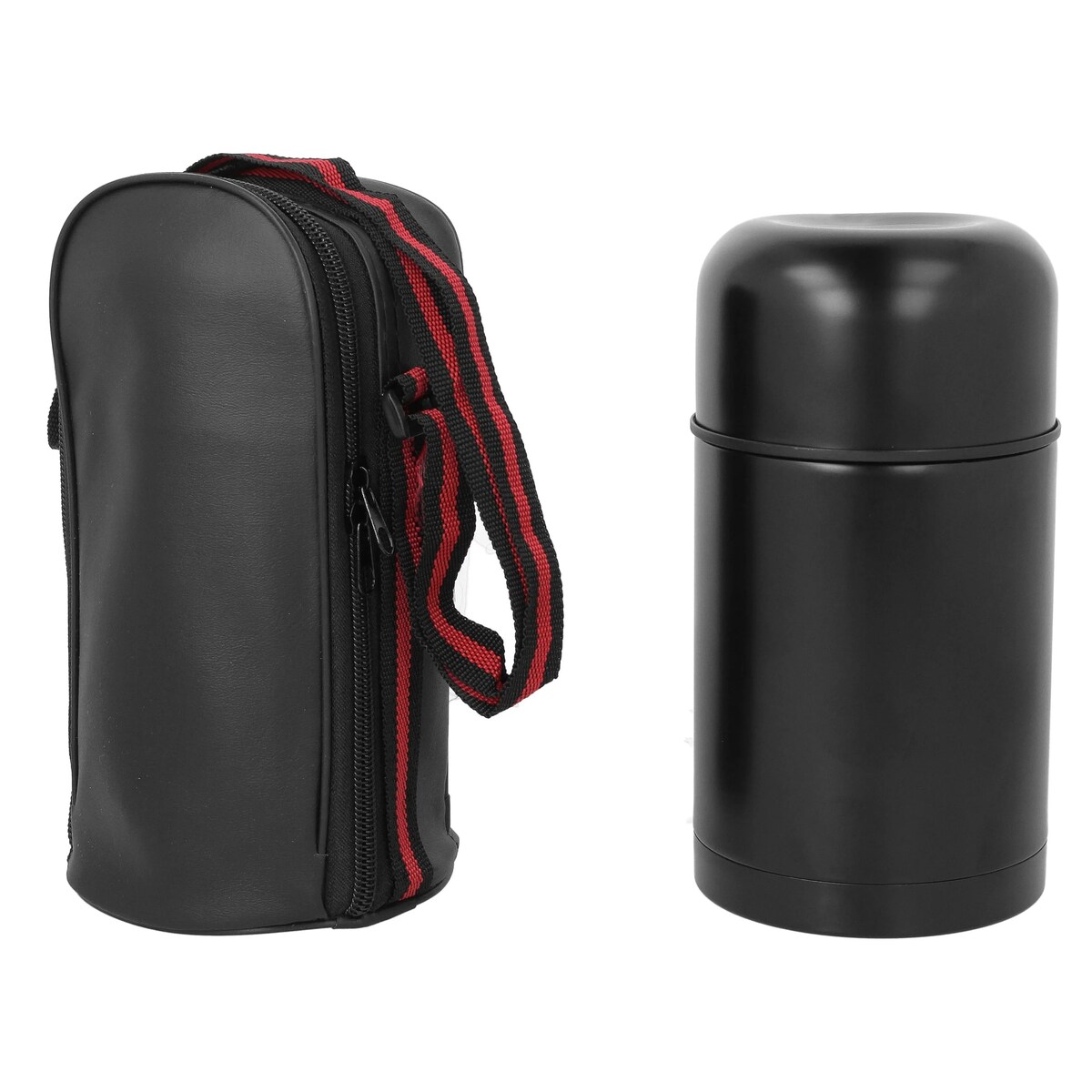 Termos obiadowy na obiad zupę żywność 600ml z pokrowcem czarny BRUNBESTE BB-1062